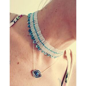 Iridescent Seed Bead Choker, Adjustable Choker Necklace, Artisan Boho Statement